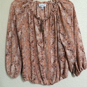 Veronica M Women's Blouse - Salmon & Tan Snake Print